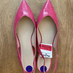 Hot Pink Sling Back Pointed Flats